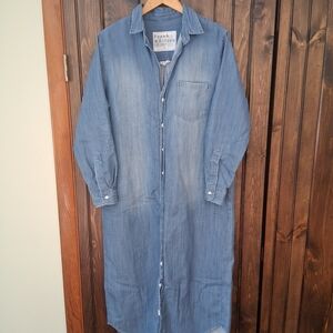 Denim Button-Up Long Shirt Dress